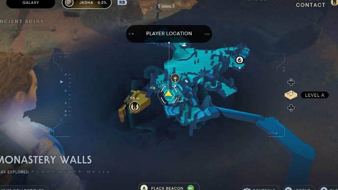 Star Wars Jedi Survivor screenshot showing the location of a databank on the map.