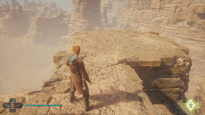 Star Wars Jedi Survivor screenshot showing Cal staring at a treasure in the Path of Conviction.