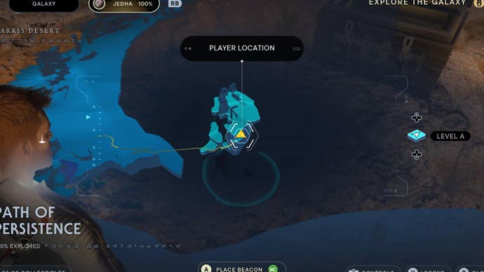 Star Wars Jedi Survivor screenshot showing the location of a chest on the map.