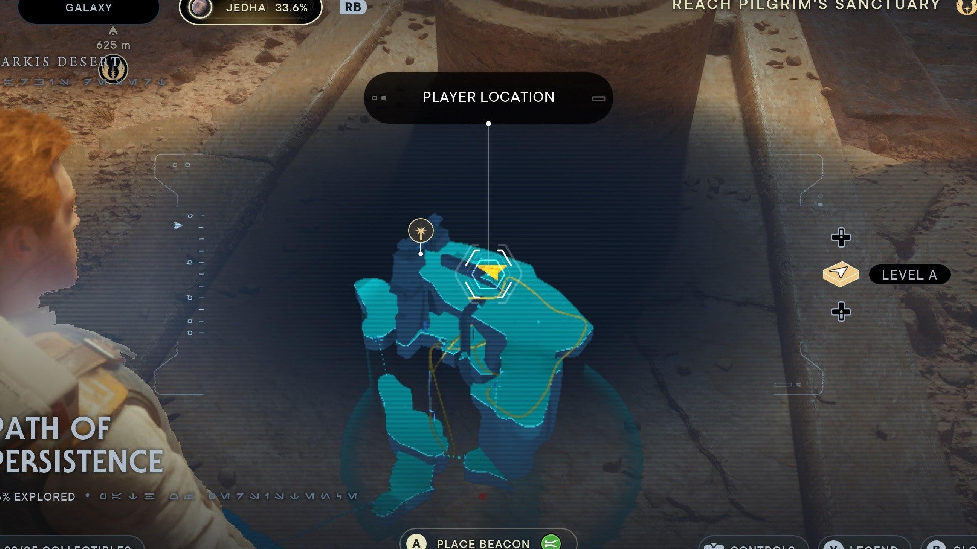 Star Wars Jedi Survivor screenshot showing the location of a databank on the map.