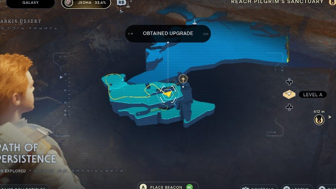 Star Wars Jedi Survivor screenshot showing the location of an essence on the map.