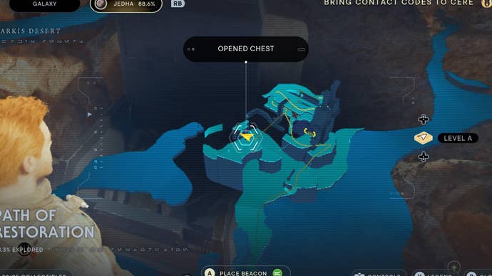 Star Wars Jedi Survivor screenshot showing the location of a chest on the map.