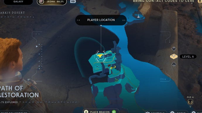 Star Wars Jedi Survivor screenshot showing the location of a databank on the map.