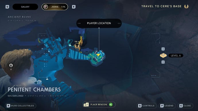 Star Wars Jedi Survivor screenshot showing the location of a chest on the map.