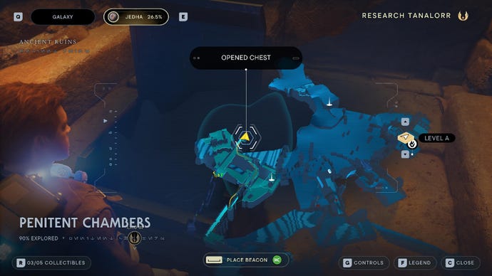 Star Wars Jedi Survivor screenshot showing the location of a chest on the map.