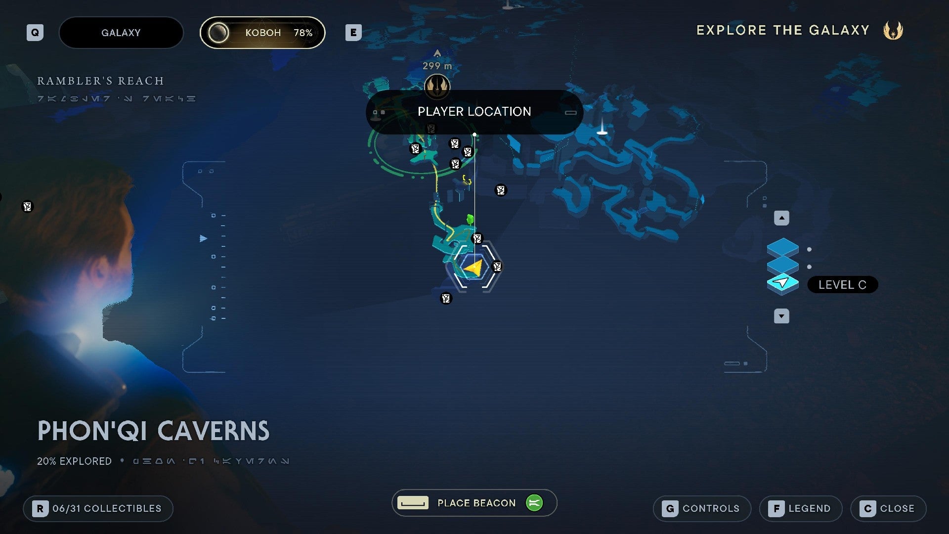 Star Wars Jedi Survivor screenshot showing the location of a chest on the map.