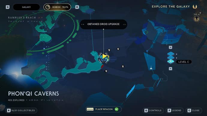 Star Wars Jedi Survivor screenshot showing the location of a chest on the map.