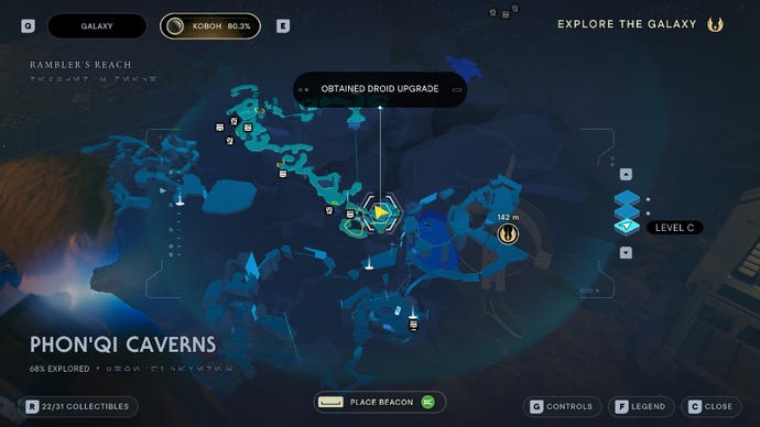 Star Wars Jedi Survivor screenshot showing the location of a chest on the map.