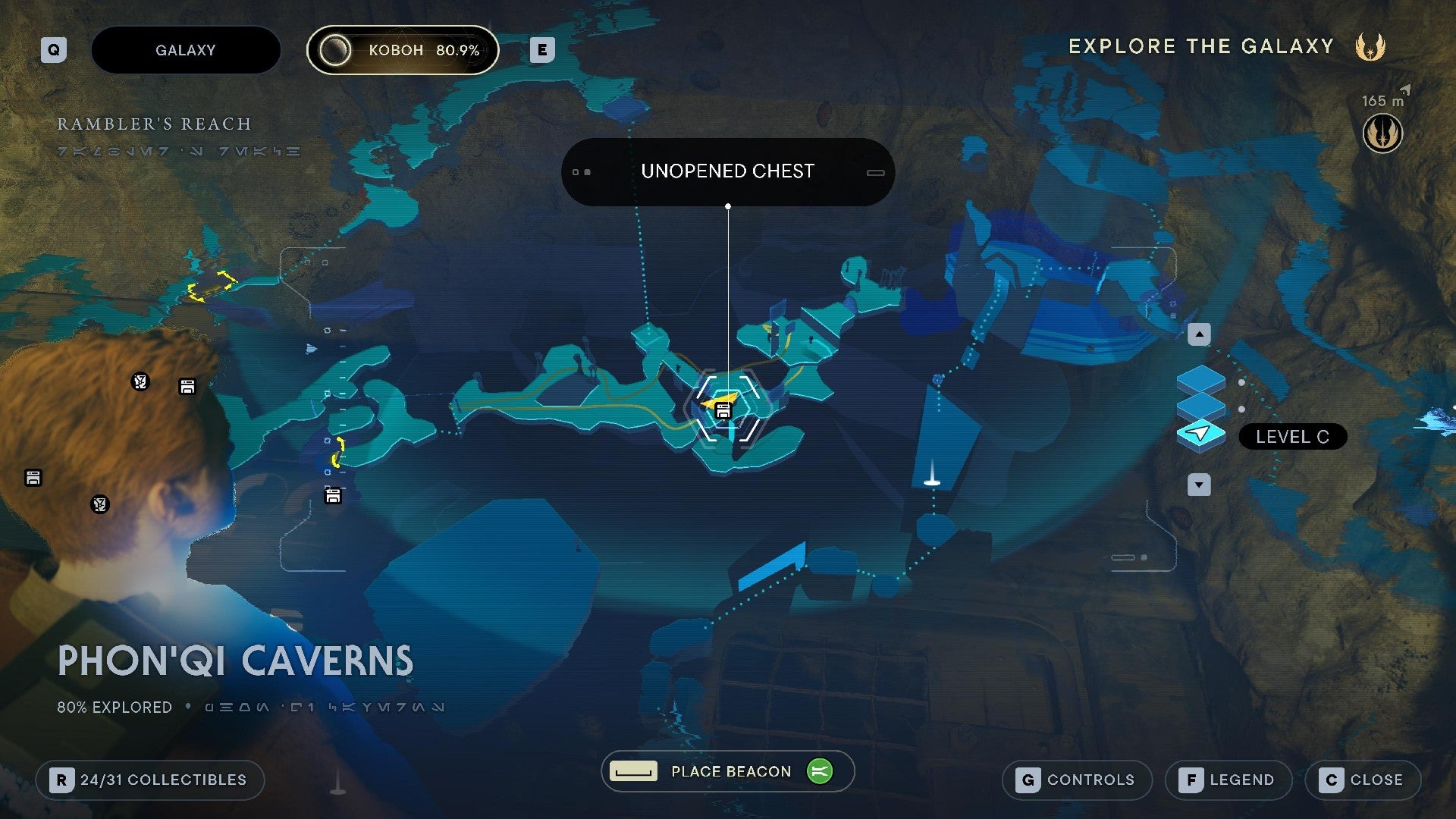 Star Wars Jedi Survivor screenshot showing the location of a chest on the map.