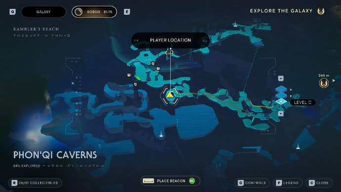 Star Wars Jedi Survivor screenshot showing the location of a chest on the map.