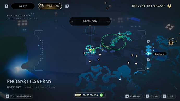 Star Wars Jedi Survivor screenshot showing the location of a Databank on the map.