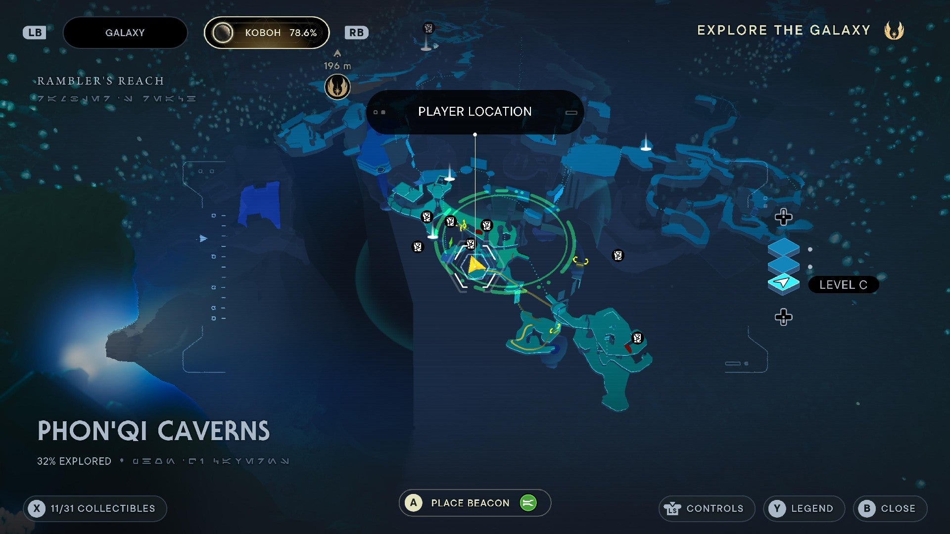 Star Wars Jedi Survivor screenshot showing the location of a Datadisc on the map.