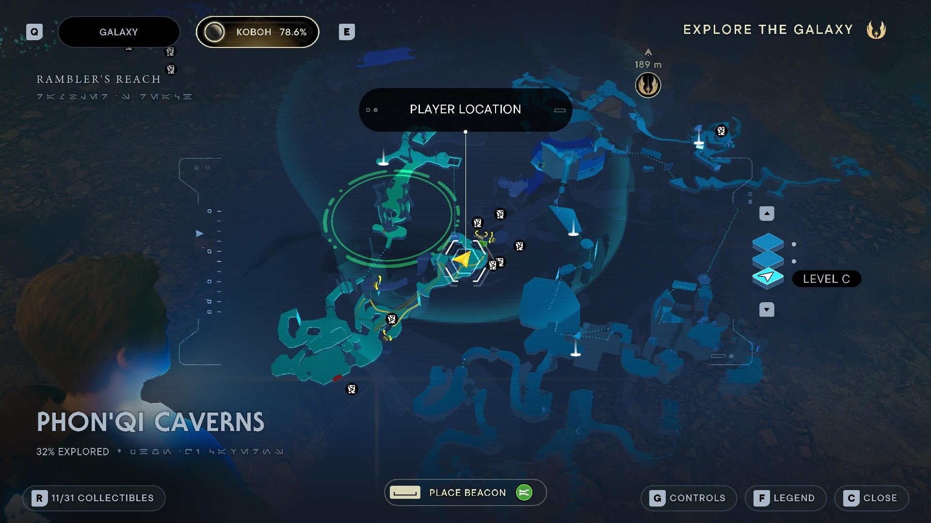 Star Wars Jedi Survivor screenshot showing the location of a Datadisc on the map.