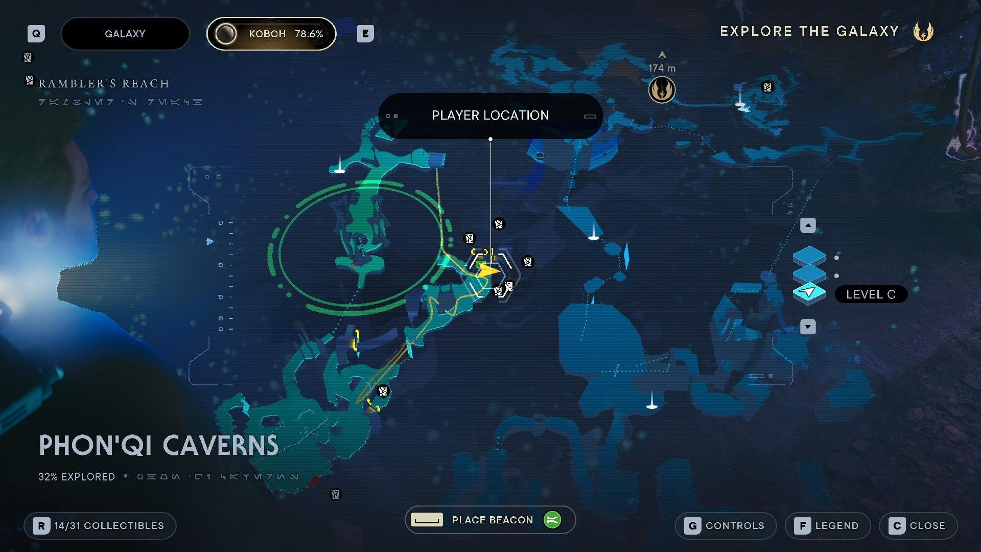 Star Wars Jedi Survivor screenshot showing the location of a Datadisc on the map.