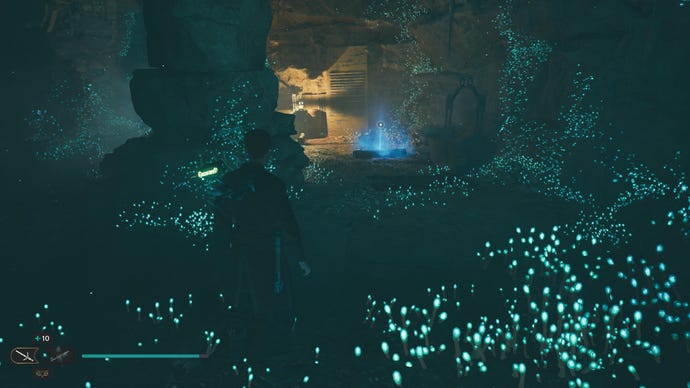 Star Wars Jedi Survivor screenshot showing Cal stood in a dark tunnel.