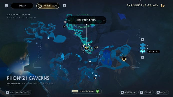 Star Wars Jedi Survivor screenshot showing the location of a Databank on the map.