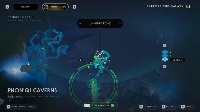 Star Wars Jedi Survivor screenshot showing the location of a Databank on the map.