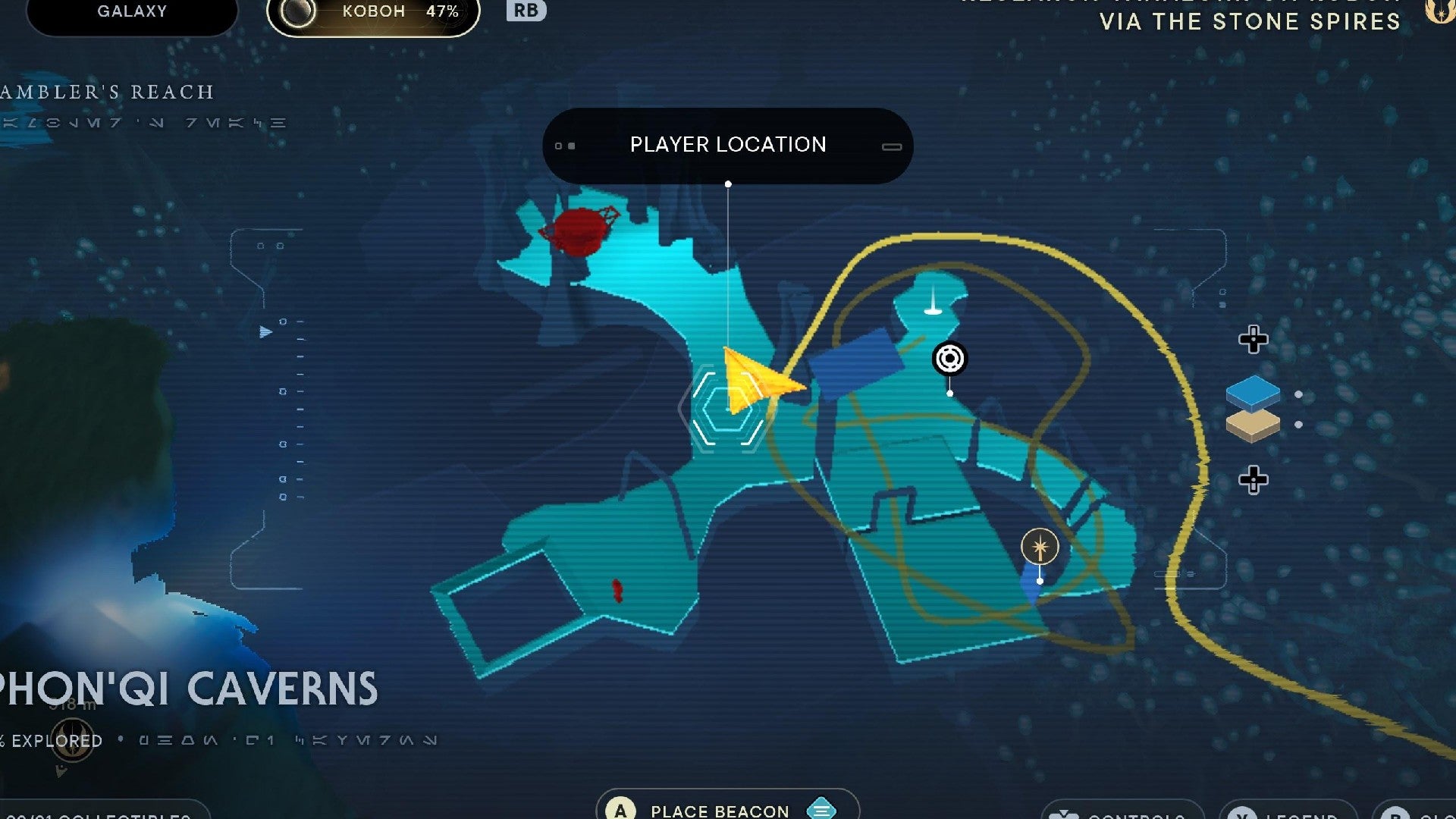 Star Wars Jedi Survivor screenshot showing the location of a Databank on the map.