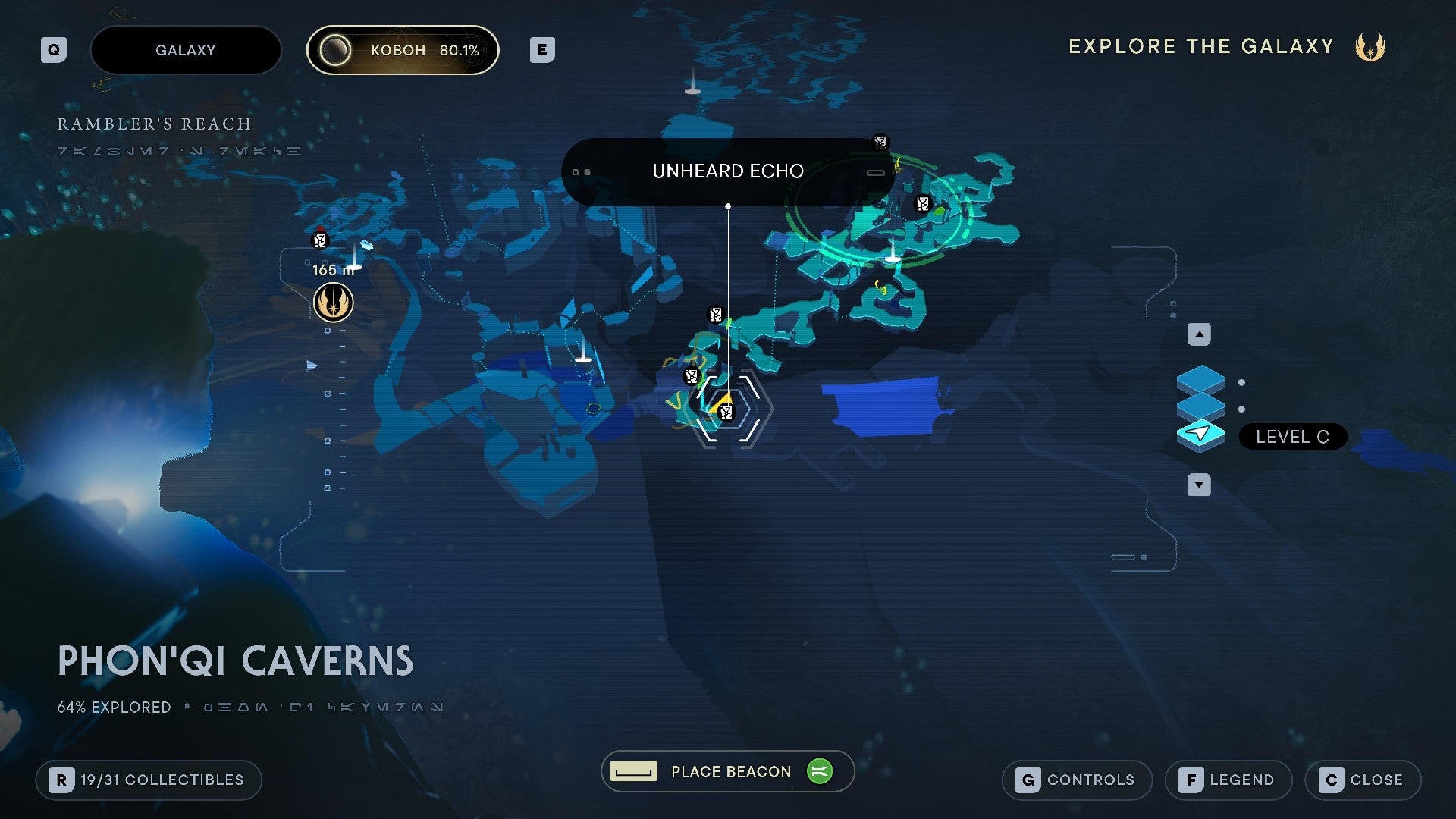 Star Wars Jedi Survivor screenshot showing the location of a Databank on the map.