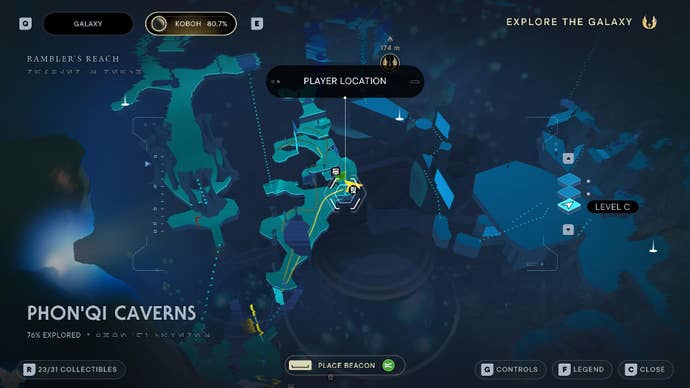 Star Wars Jedi Survivor screenshot showing the location of a Databank on the map.