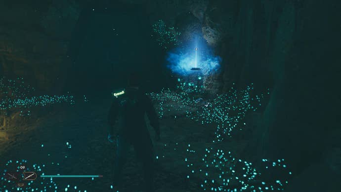 Star Wars Jedi Survivor screenshot showing Cal stood in a dark tunnel.