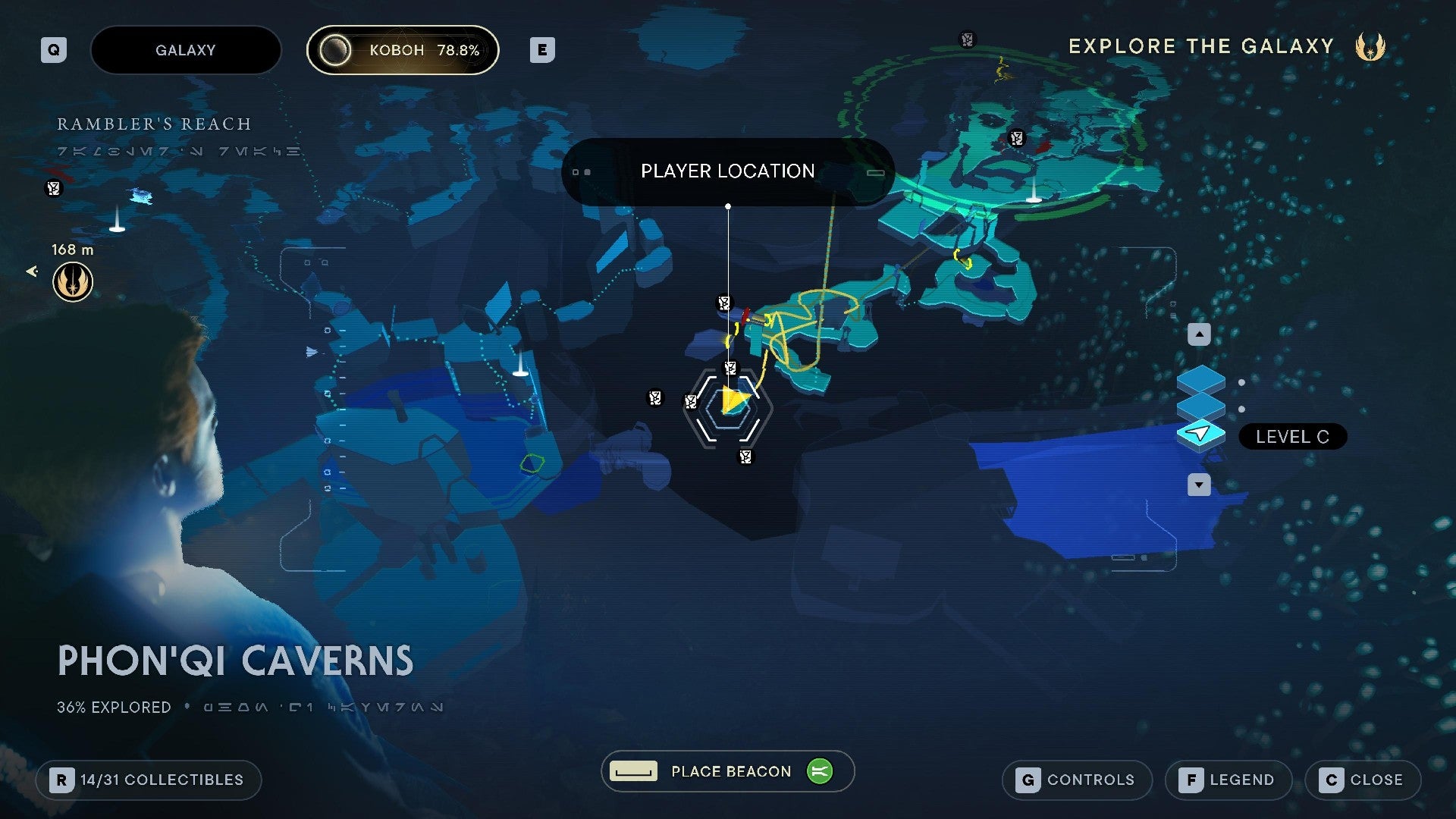 Star Wars Jedi Survivor screenshot showing the location of a Skill Point Essence on the map.