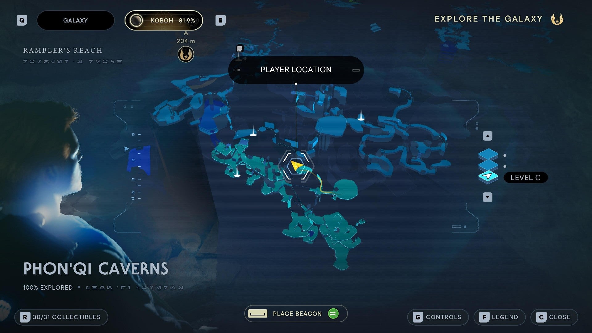 Star Wars Jedi Survivor screenshot showing the location of a Skill Point Essence on the map.