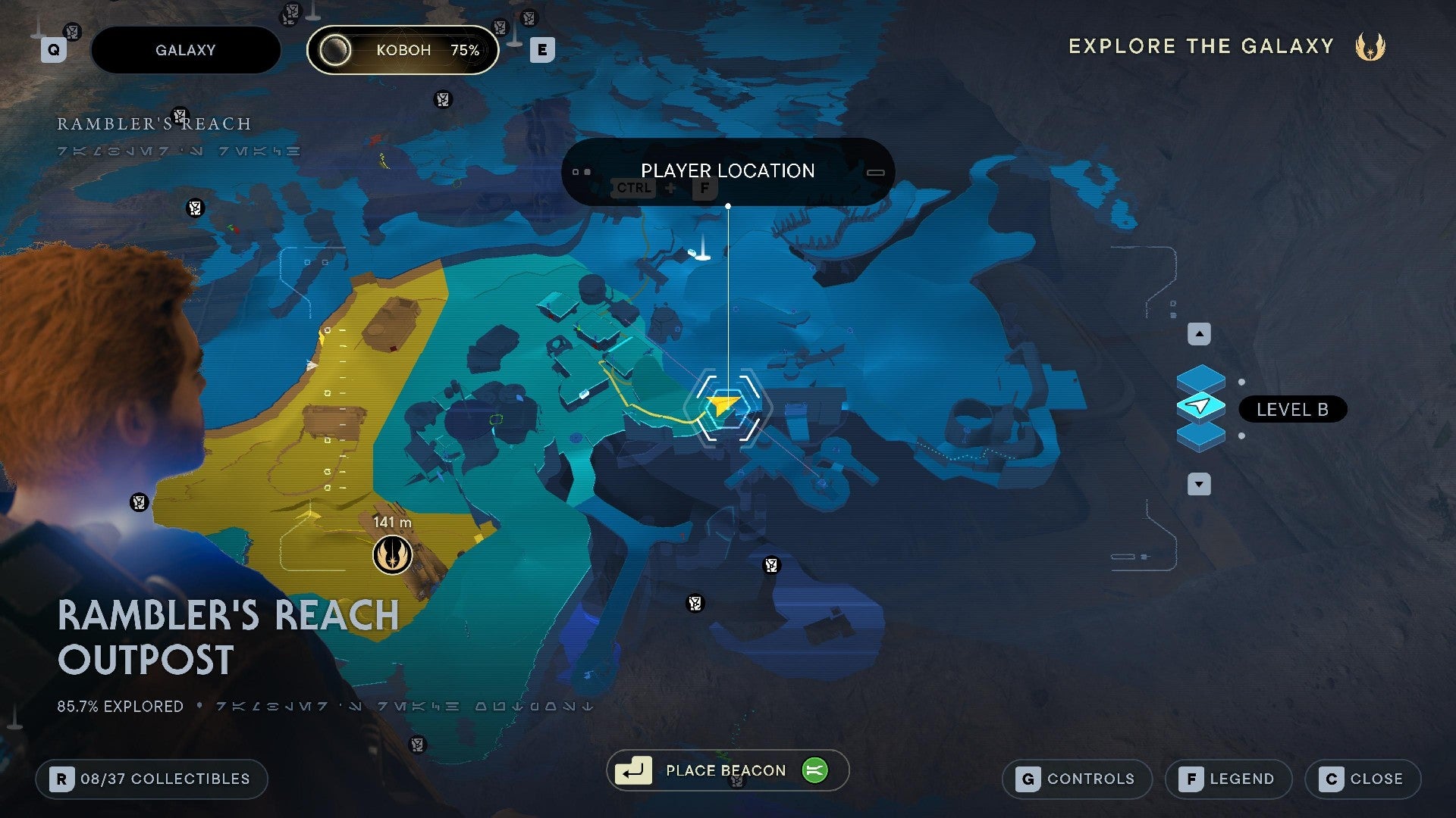 Star Wars Jedi Survivor screenshot showing the location of a chest on the map.