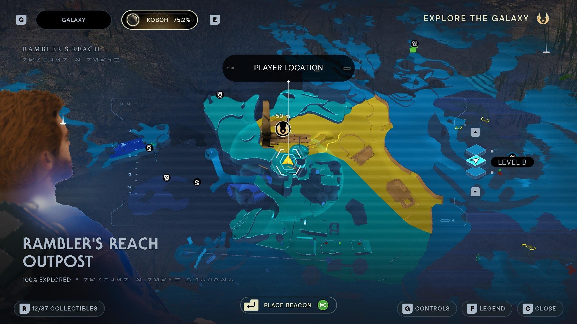 Star Wars Jedi Survivor screenshot showing the location of a chest on the map.