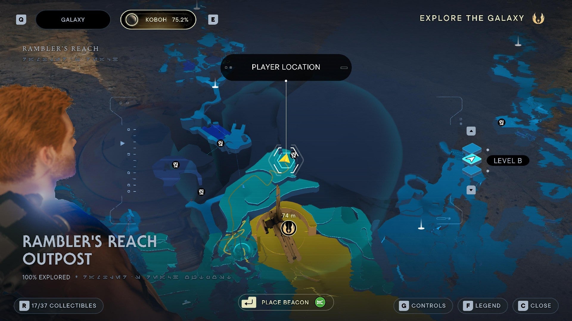 Star Wars Jedi Survivor screenshot showing the location of a chest on the map.