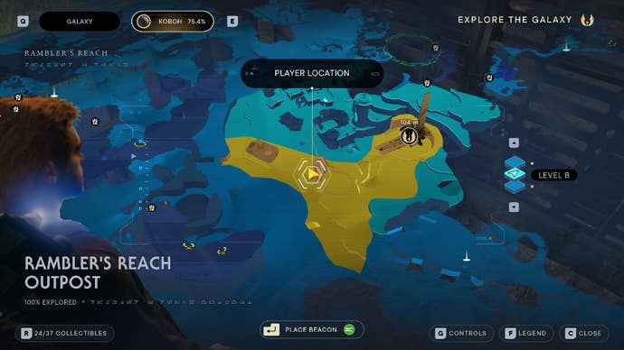 Star Wars Jedi Survivor screenshot showing the location of a chest on the map.