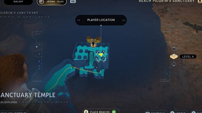 Star Wars Jedi: Survivor screenshot showing the location of a treasure on the map.