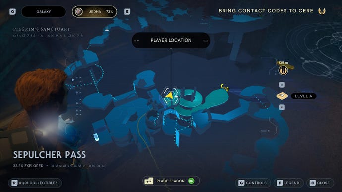 Star Wars Jedi: Survivor screenshot showing the location of a treasure on the map.
