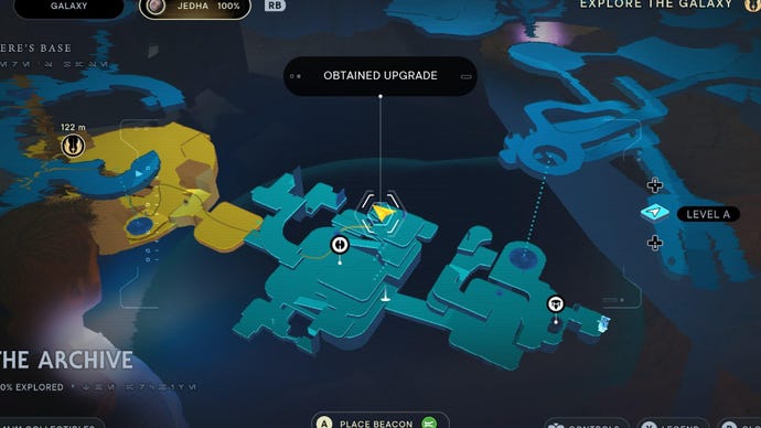 Star Wars Jedi Survivor screenshot showing the location of an essence on the map.