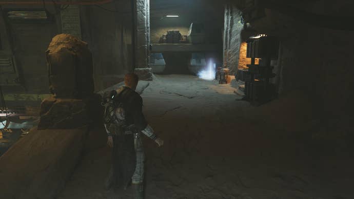 Star Wars Jedi Survivor screenshot showing Cal finding a Force Echo in The Archives.