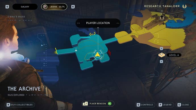 Star Wars Jedi Survivor screenshot showing the location of a treasure on the map.