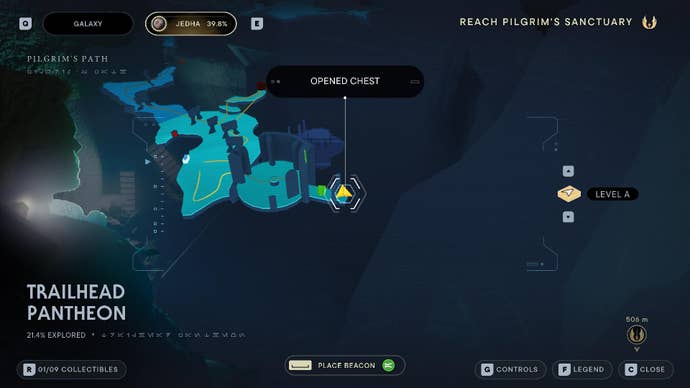 Star Wars Jedi: Survivor screenshot showing the location of a Chest on the map.