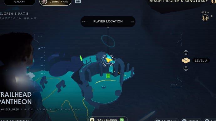 Star Wars Jedi: Survivor screenshot showing the location of a Databank on the map.