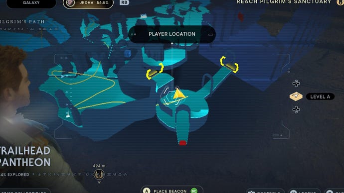 Star Wars Jedi: Survivor screenshot showing the location of a Databank on the map.