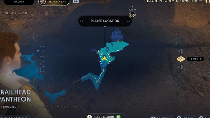 Star Wars Jedi: Survivor screenshot showing the location of a Databank on the map.