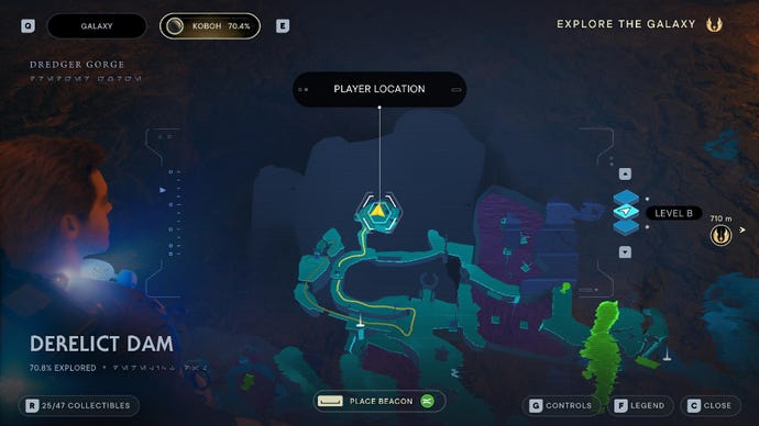 Star Wars Jedi Survivor screenshot showing the location of Vashtan Wolfe on the map.