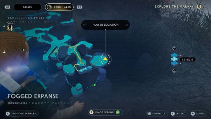 Star Wars Jedi Survivor screenshot showing the location of the Vile Bilemaw on the map.