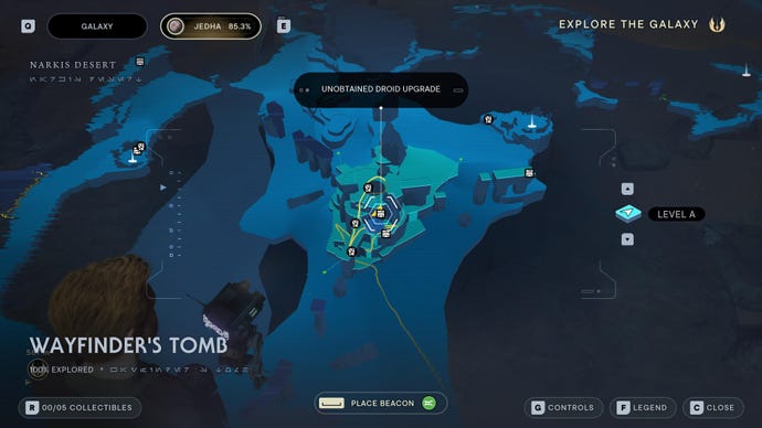 Star Wars Jedi Survivor screenshot showing the location of a chest on the map.