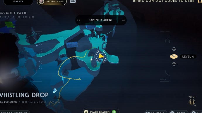 Star Wars Jedi: Survivor screenshot showing the location of a chest on the map.