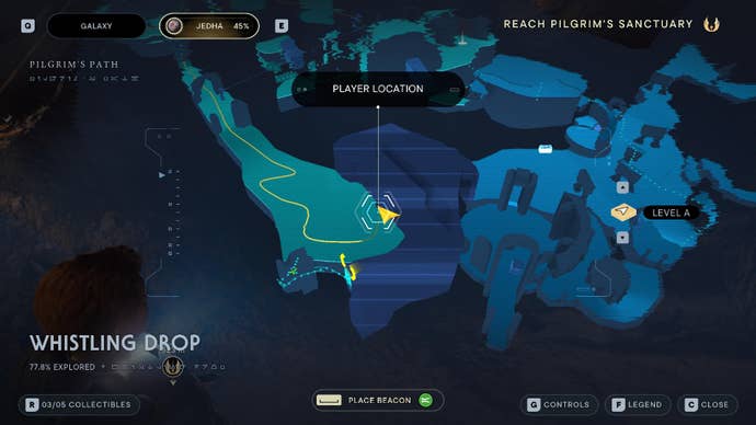 Star Wars Jedi: Survivor screenshot showing the location of a chest on the map.
