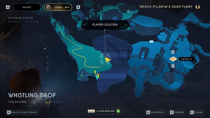 Star Wars Jedi: Survivor screenshot showing the location of a chest on the map.
