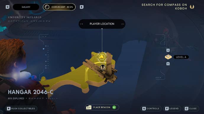 Star Wars Jedi Survivor screenshot showing the location of a priorite shard on the map.