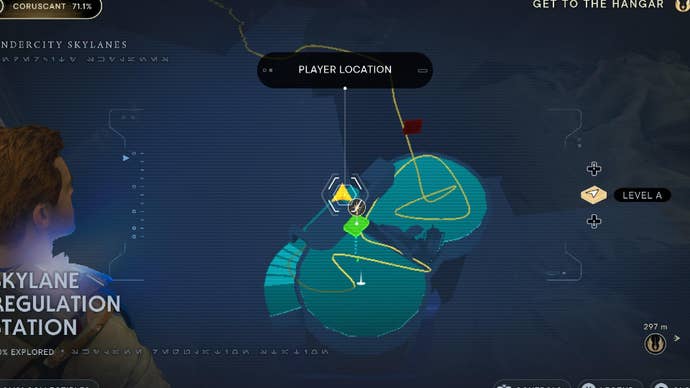 Star Wars Jedi Survivor showing the location of a gonk droid scan on the map.