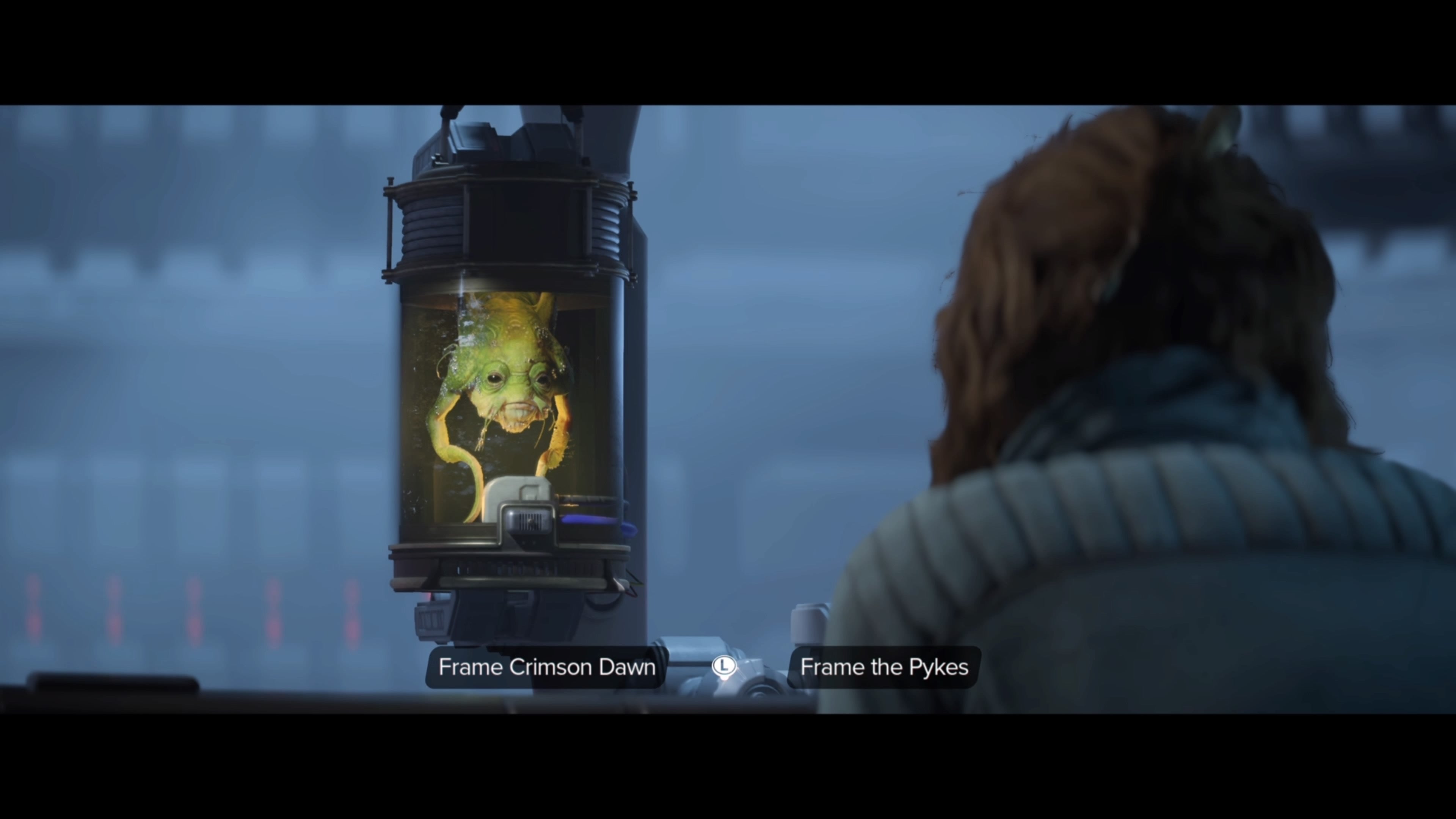 Kay choosing between framing the Pykes or Crimson Dawn while speaking with Bosnok in Star Wars Outlaws.