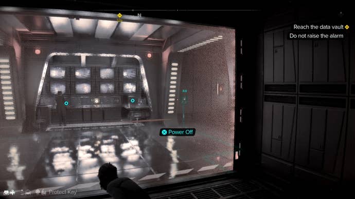 Kay commanding Nix to power off a barrier in Star Wars Outlaws.